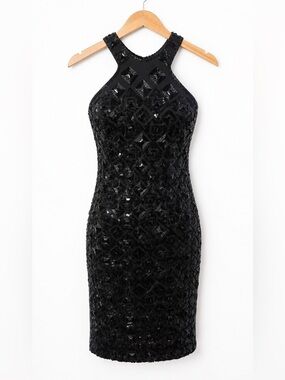 Adrienne Vittadini | Vintage Black Beaded Sequin Sheath Cocktail Party Dress S